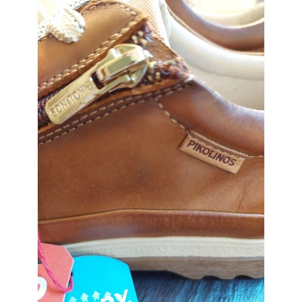 Pikolinos Women's Vigo Leather Sneakers Brandy US 6.5-7 M/EU 37 NEW! $185